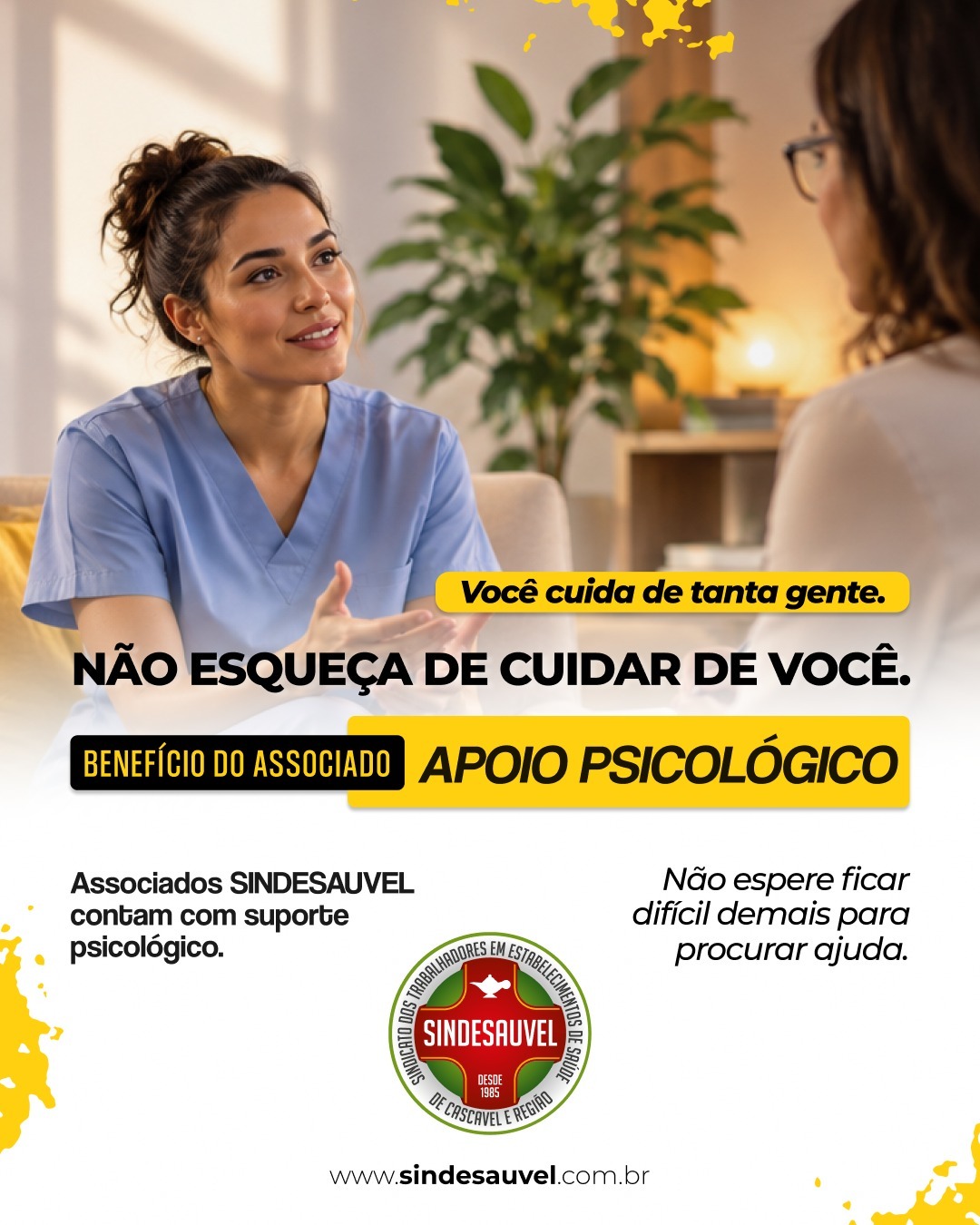Quem dedica seus dias a cuidar de outras pessoas também precisa encontrar espaço para cuidar de si. 💛