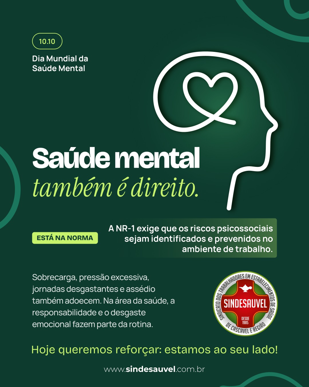 10 de outubro | Dia Mundial da Saúde Mental 🧠